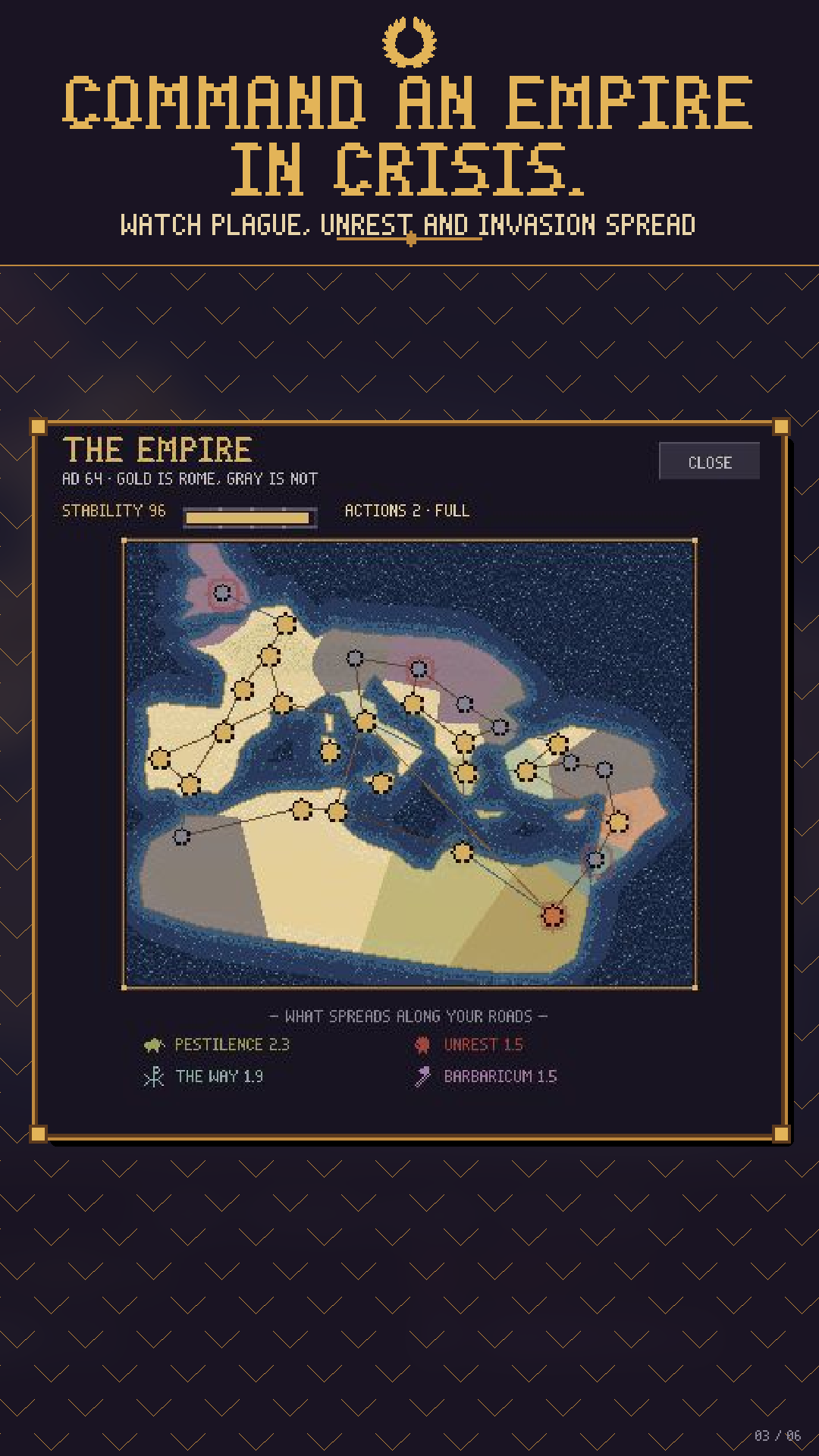 The empire map and province stability in Soul of Rome