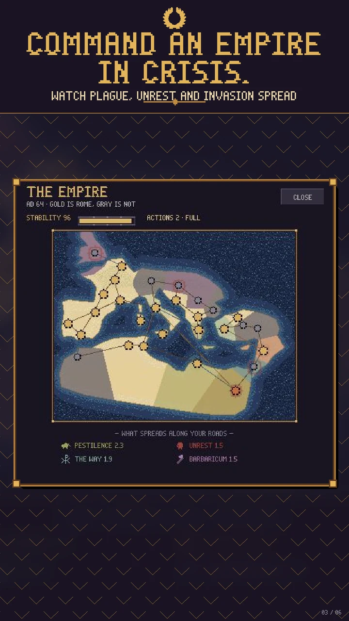 The empire map and province stability in Soul of Rome